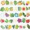 72PCS Hibiscus Glitter Tattoos Palm Leaves Temporary (Multicolor)